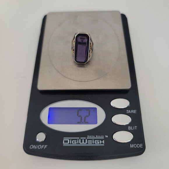 Antique Art Deco Glass & Sterling Ring - Picture 7 of 7